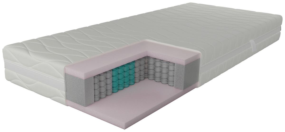 MATERAC-RDZEŃ/SPRĘŻYNY KIESZ. 7 ZONE POCKET SPRING MATTRESS - biały, Modern, tkanina (90/200cm) - Livetastic