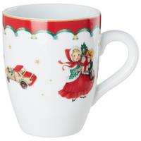 Kaffeebecher XMAS mit Weihnachtsmotiv Ø ca. 8,6cm - Rot/Weiß, KONVENTIONELL, Keramik (8,6/10cm) - Mömax