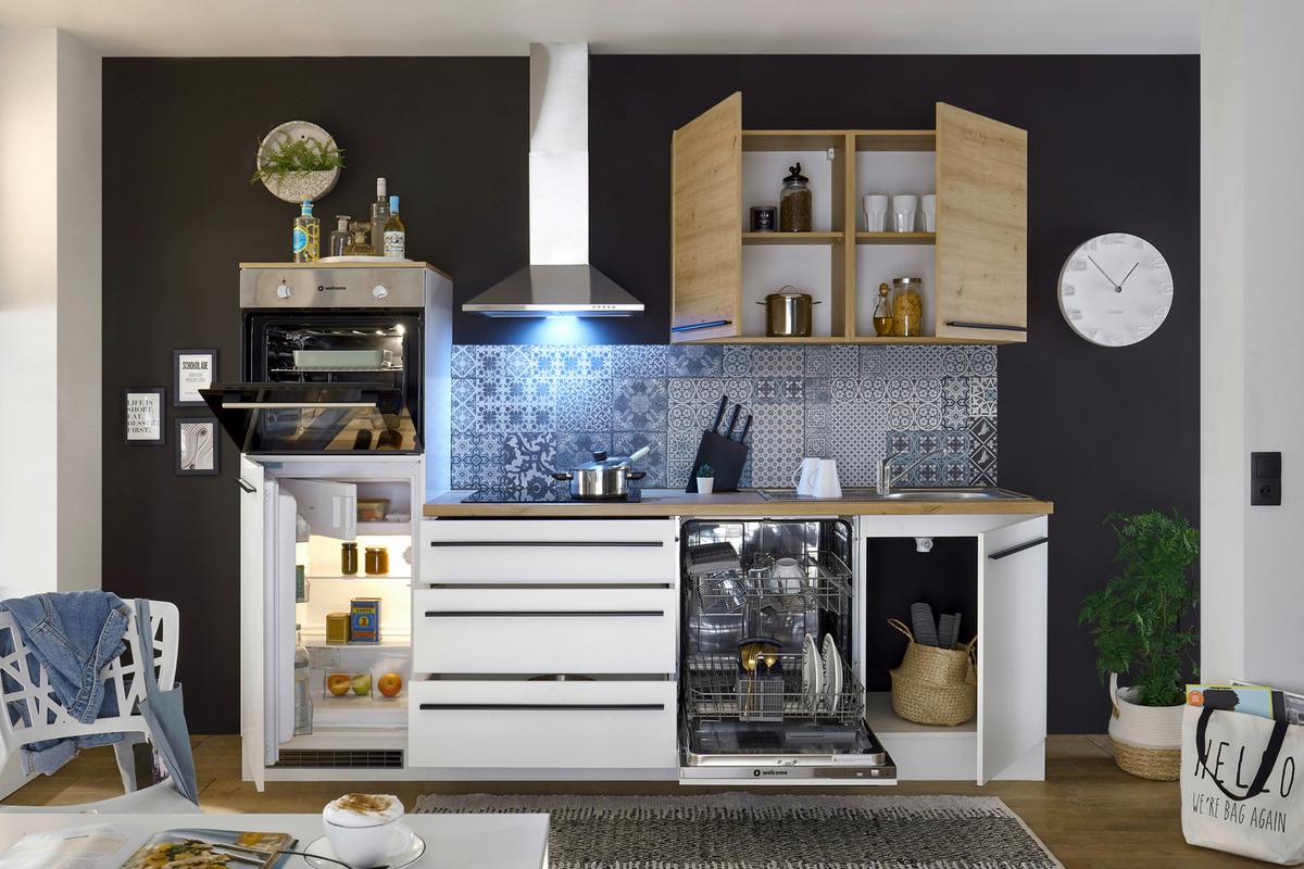 Bucătărie fără electrocasnice NOAH - alb/stejar Artisan, Modern (260/220/60cm) - Modern Living