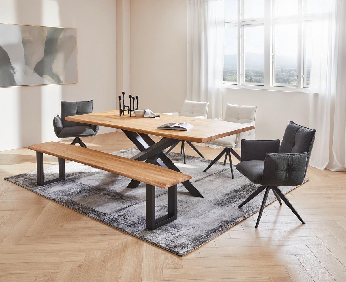 KRZESŁO Z PODŁOKIETNIKAMI COCO - antracytowy/czarny, Design, metal/tkanina (63,5/85/63,5cm) - Novel