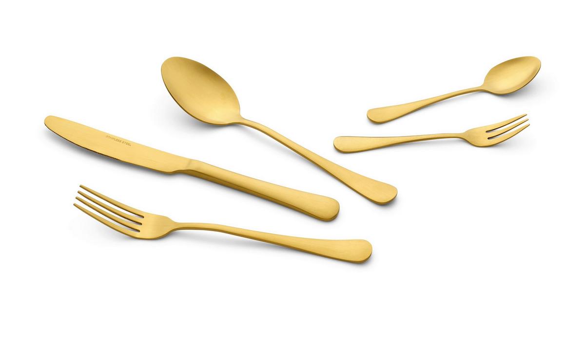 Besteckset Cleto in Goldfarben, 30-teilig - Goldfarben, Basics, Metall - Echtwerk