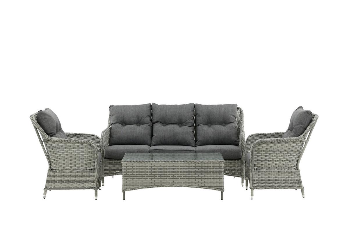 LOUNGEGARNITUR VIKELUND - Grau, KONVENTIONELL, Holz - Gardenson