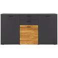 Sideboard Anthrazit/Eiche - Chromfarben/Eichefarben, MODERN, Holz/Holzwerkstoff (177/98/42cm) - PREMIUM LIVING