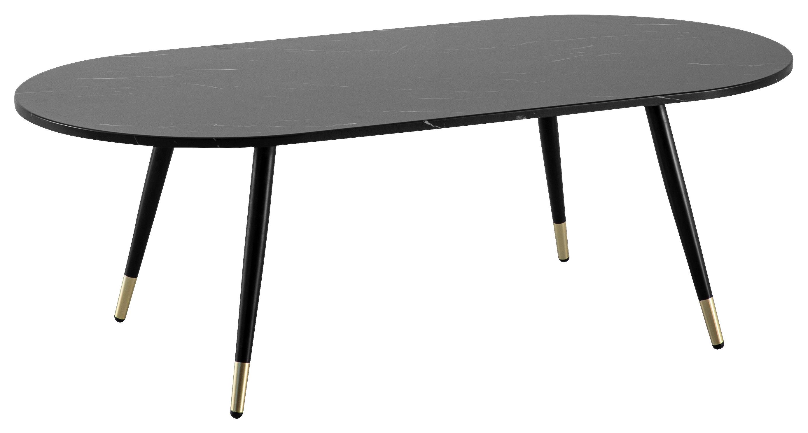 COUCHTISCH WL6.872 - Goldfarben/Schwarz, Design, Holzwerkstoff/Metall (120/60/41,5cm) - MID.YOU