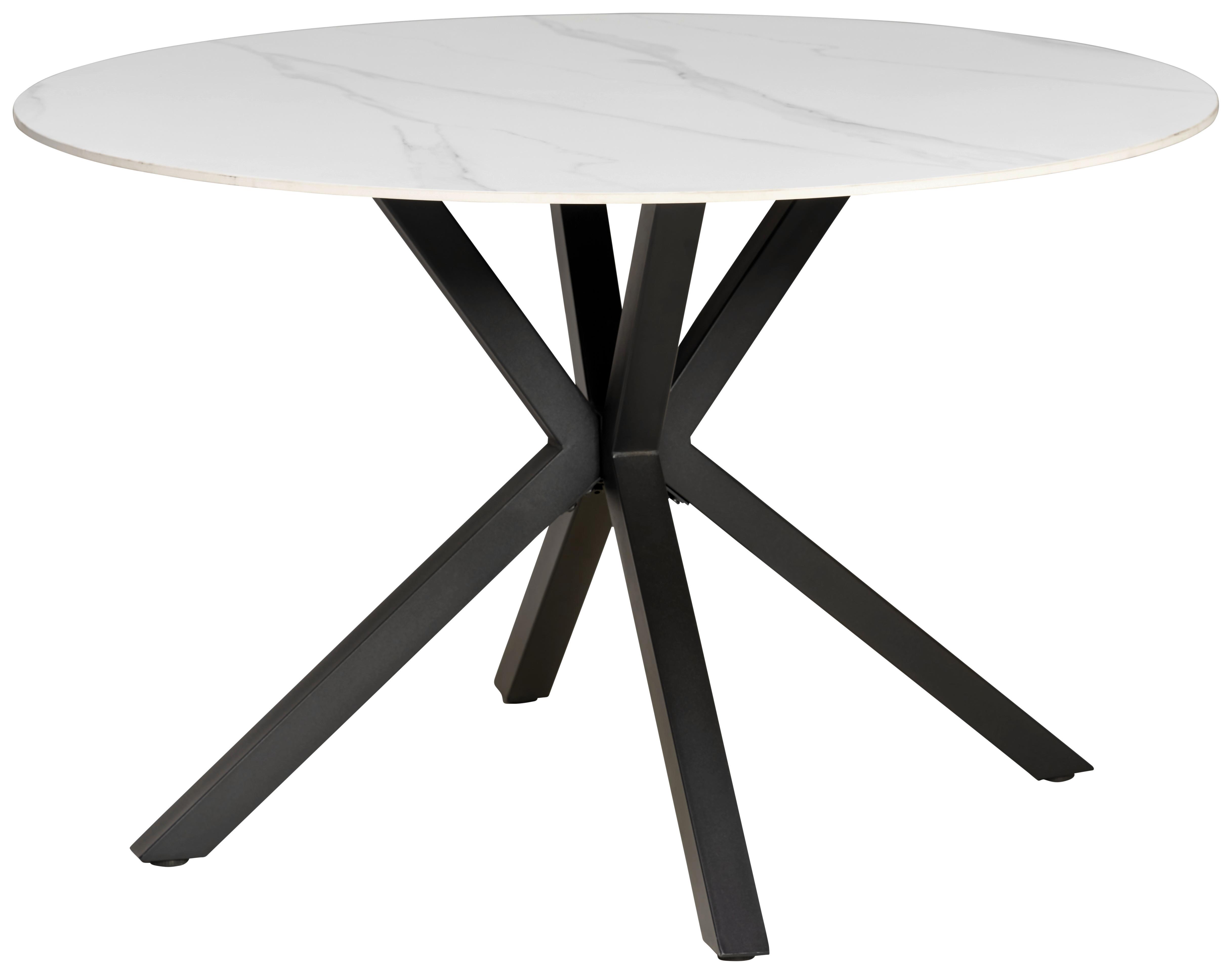Jedilna Miza Birmingham, Keramika, Bela, Ø 118cm - črna/bela, Trendi, kovina/keramika (118/76/118cm) - MID.YOU