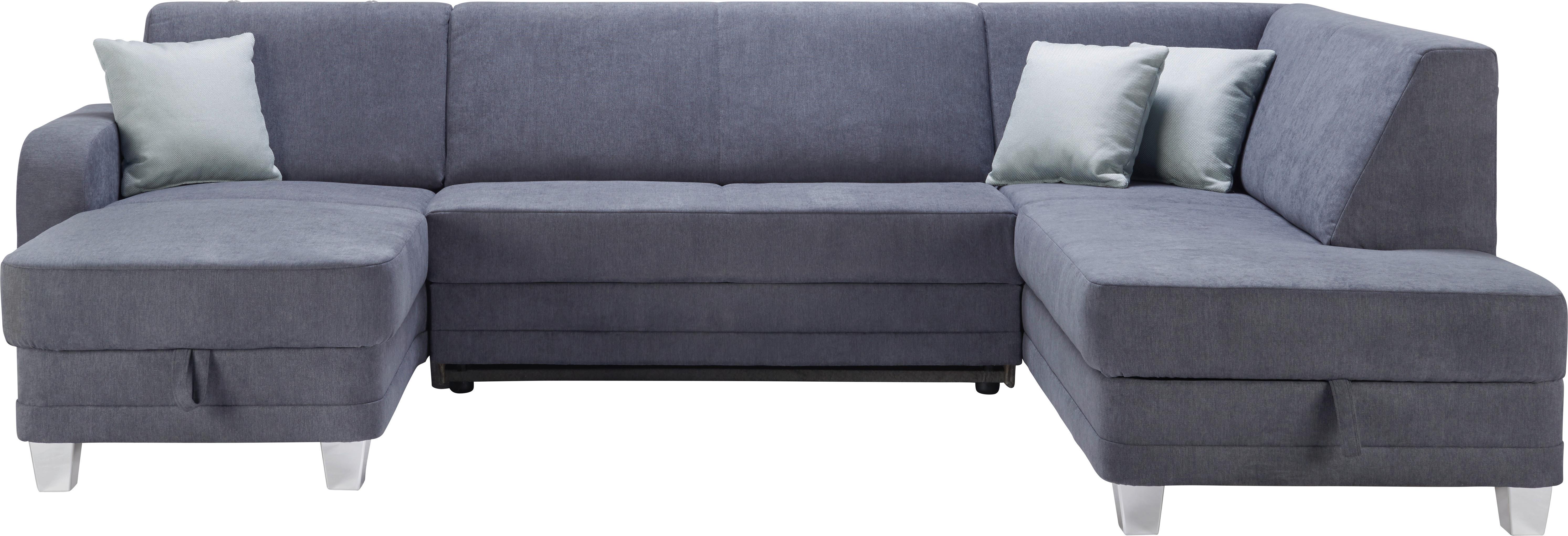 Wohnlandschaft Messina in Dunkelgrau - Chromfarben/Dunkelgrau, MODERN, Kunststoff/Textil (165/296/198cm) - Mömax