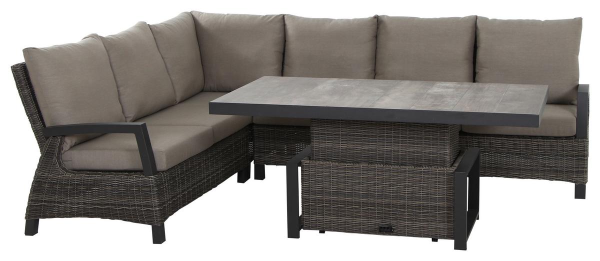 Loungegarnitur Corido Grau - Grau, Basics, Keramik/Kunststoff (83/103/160cm) - Siena Garden