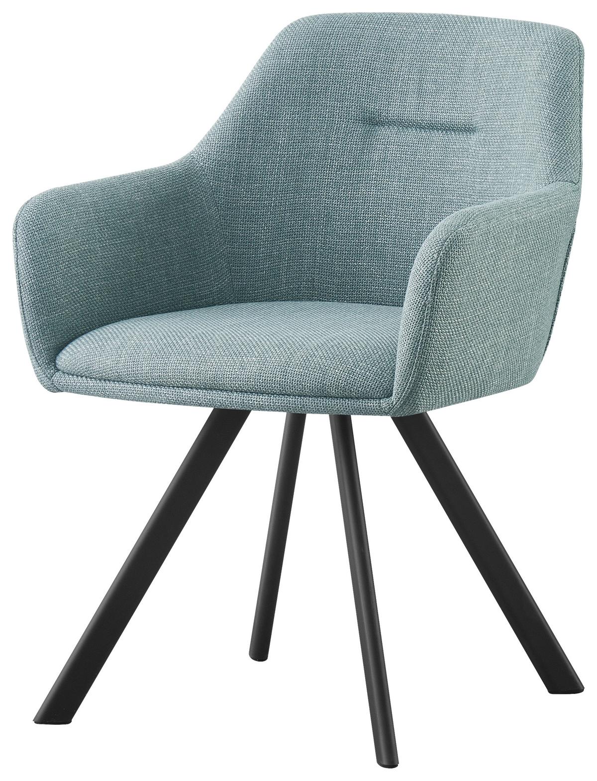 KRZESŁO Z PODŁOKIETNIKAMI MARKO -HOM IN EXKLUSIV- - czarny/jadeitowa zieleń, Design, metal/tkanina (58,5/78,5/60cm) - Hom`in