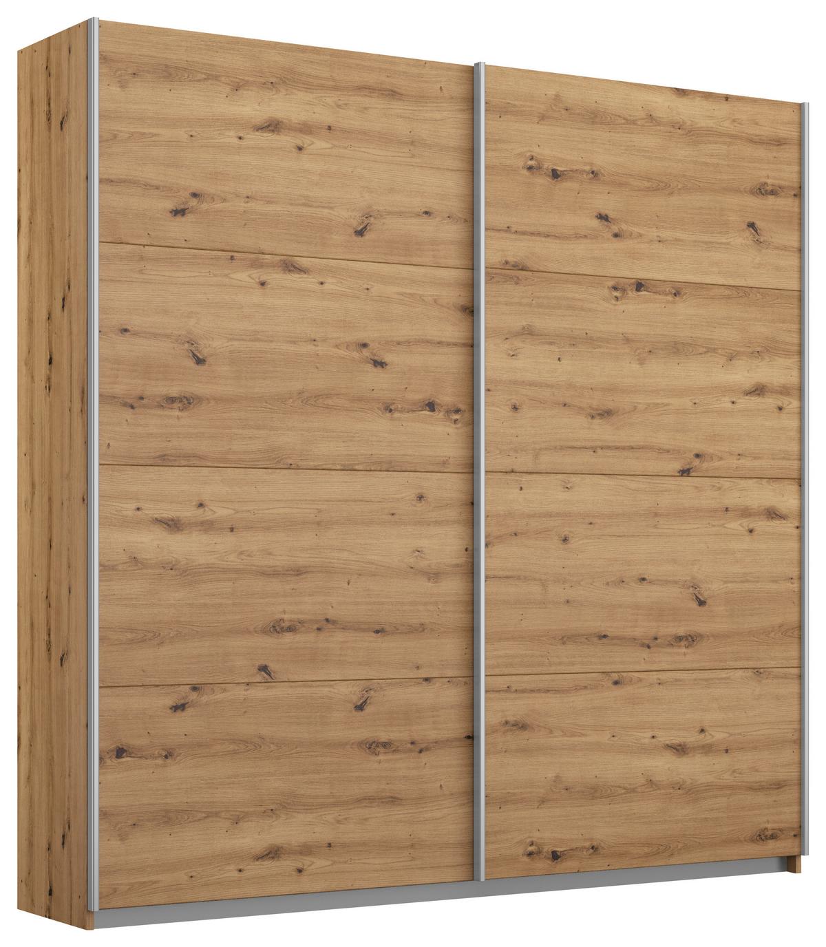 Ormar S Kliznim Vratima Subito - hrast Artisan/boje aluminija, Moderno, drvni materijal/metal (181/197/61cm) - Modern Living