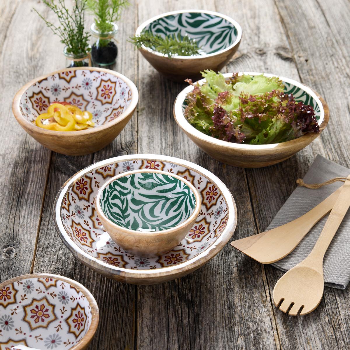 Skleda Zahra - zelena/bela, Moderno, umetna masa/les (13.5/6cm)