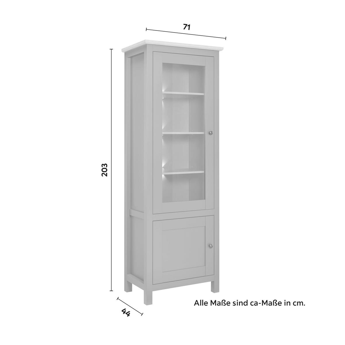Vitrine "Claudio" dunkelgrau/eiche - Dunkelgrau/Graphitfarben, Modern, Glas/Holz (71/203/44cm) - Bessagi Home