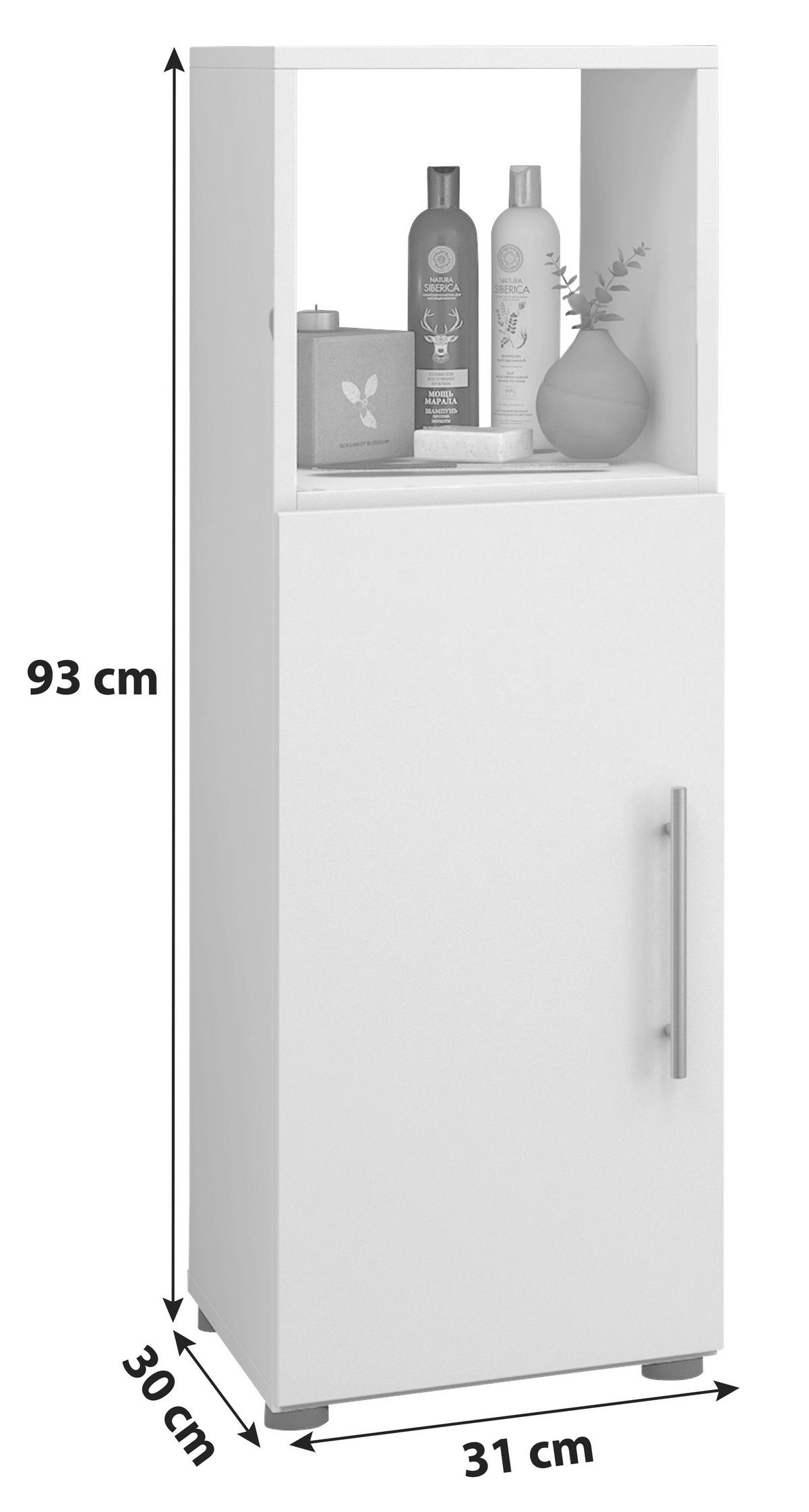 Midischrank Flandu ca. 31x93 cm Schwarz/Weiß - Silberfarben/Schwarz, KONVENTIONELL, Holzwerkstoff/Kunststoff (31/93/30cm) - MID.YOU