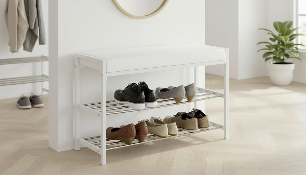 Garderobenbank Weiß - Chromfarben/Weiß, MODERN, Textil/Metall (80/52/30cm) - Mömax