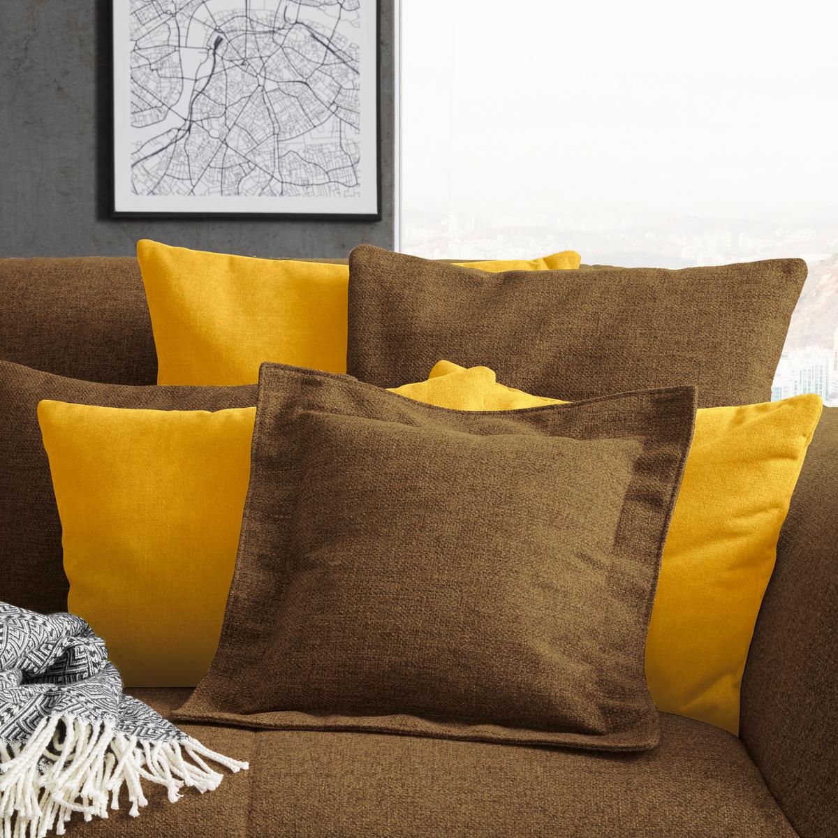 Bigsofa Trendy Senfgelb - Senfgelb/Schwarz, MODERN, Holzwerkstoff (260/93/124cm) - Premium Living