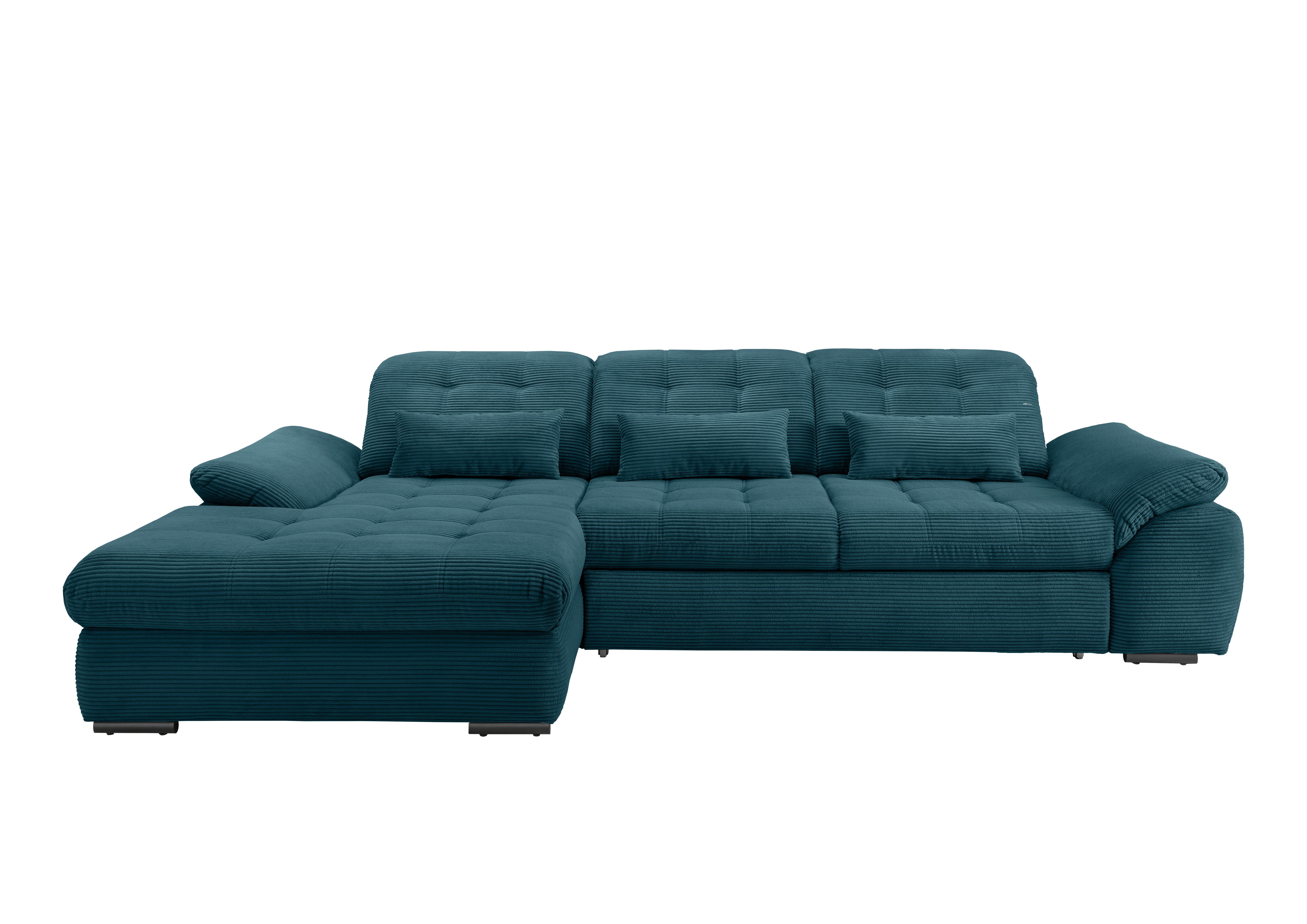 Ecksofa mit Bettkasten Rigatti ca. 184x314 cm Petrol - Petrol/Schwarz, MODERN, Textil/Metall (184/314cm) - Livetastic