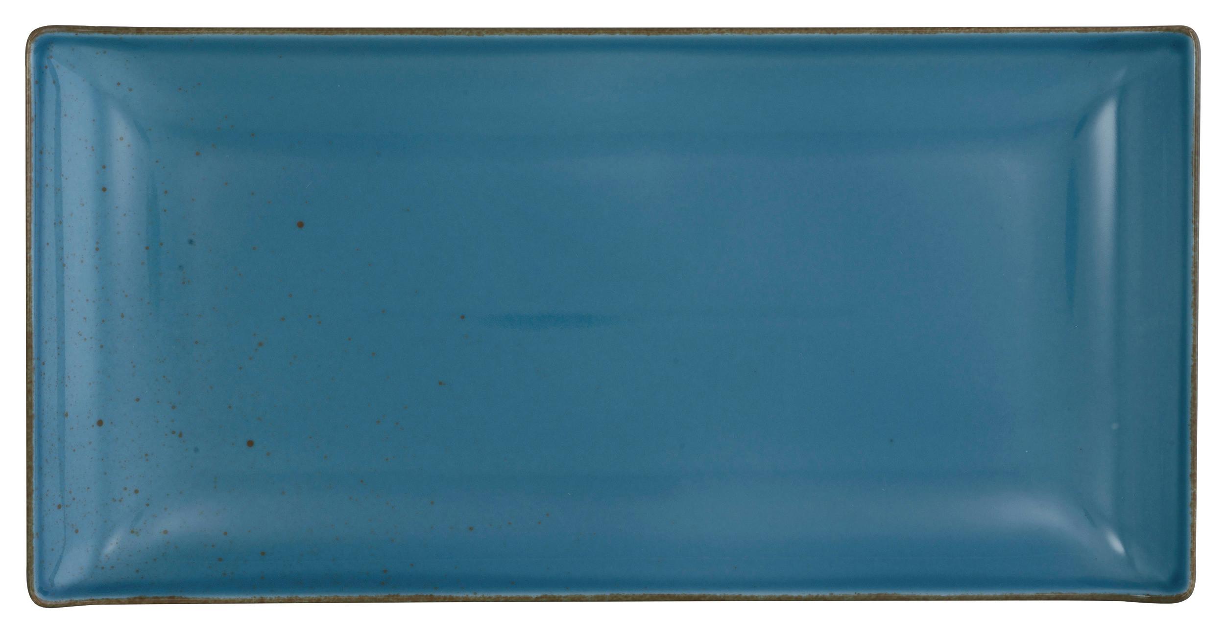 Servierplatte Capri in Blau - Blau, Modern, Keramik (32/16,5/2cm) - Premium Living