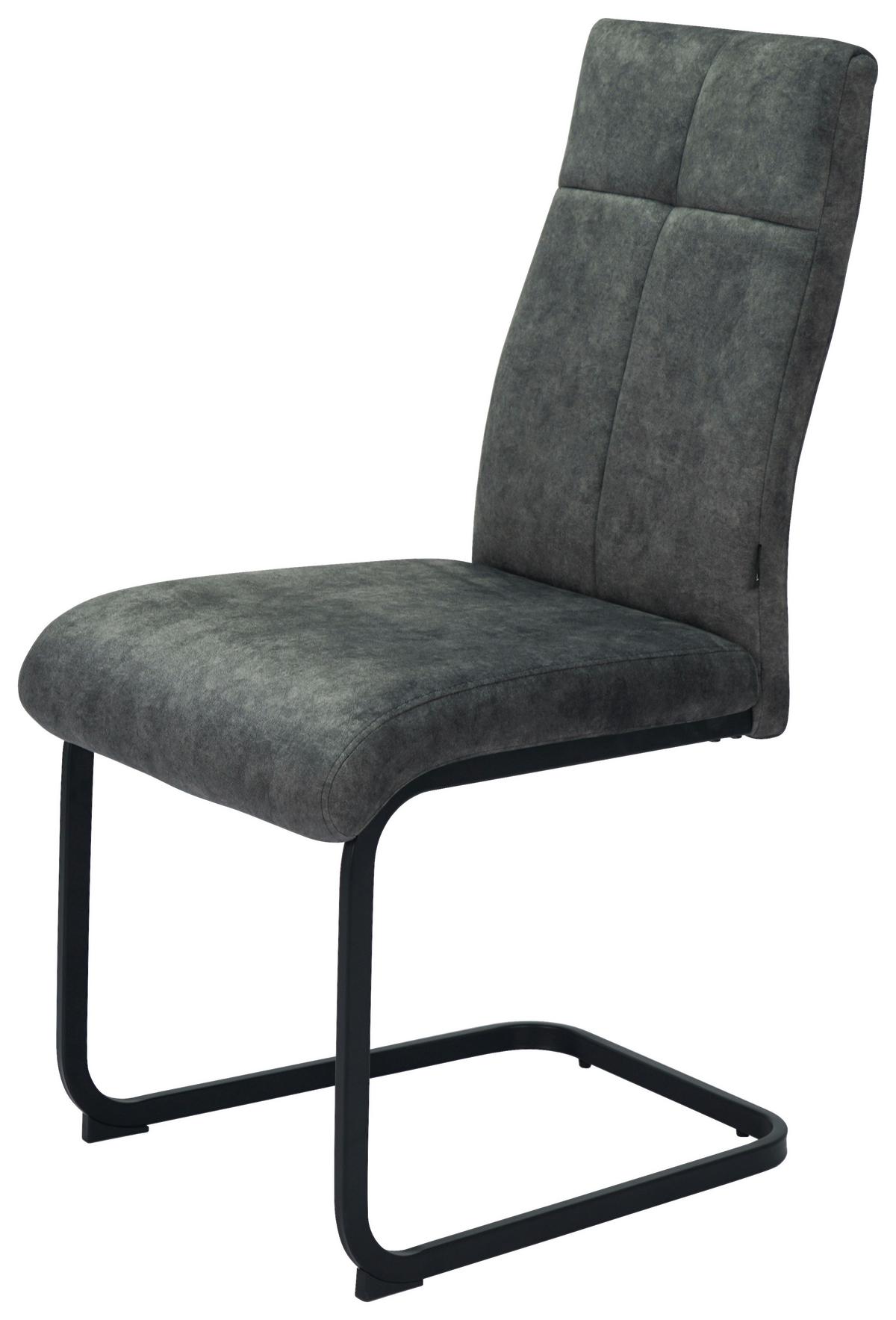 KRZESŁO NA PŁOZIE GISMO - antracytowy/czarny, Design, metal/tkanina (45/92/62cm) - Novel