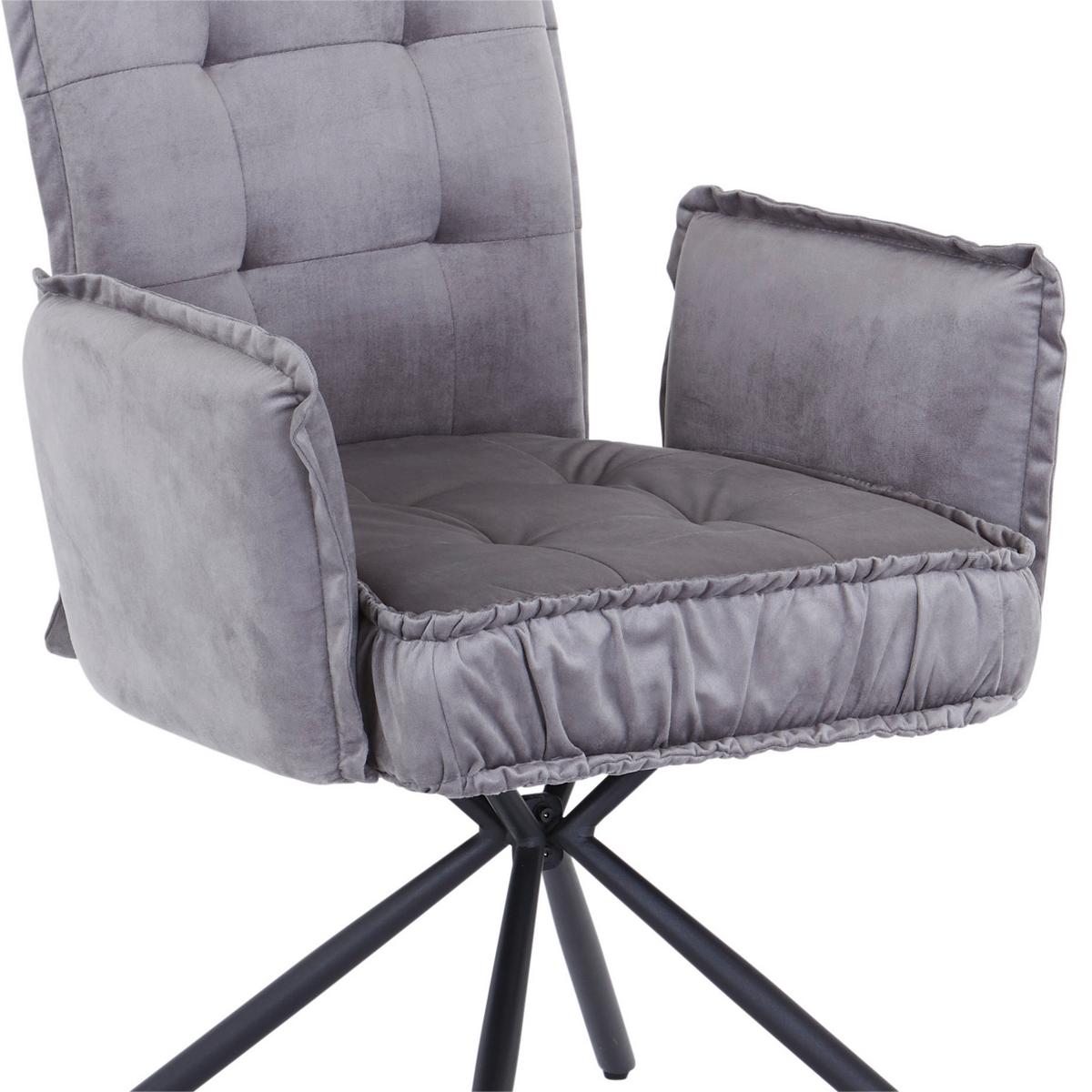 KRZESŁO Z PODŁOKIETNIKAMI MARYLA - czarny/szary, Modern, metal/tkanina (63,5/88/66cm) - MID.YOU