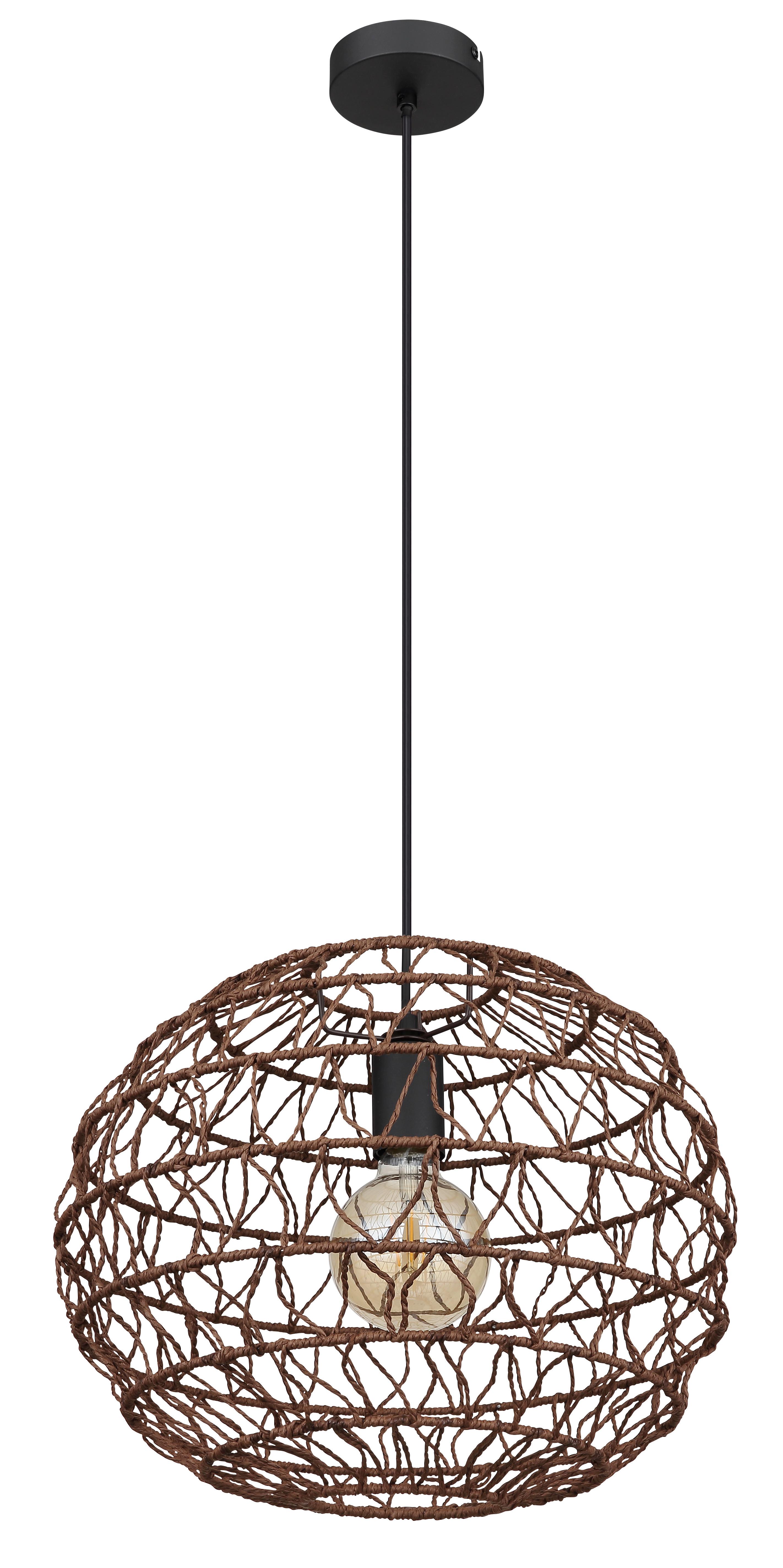 HÄNGELEUCHTE 15689H1B - Dunkelbraun/Schwarz, Natur, Papier/Kunststoff (39/120cm) - Globo