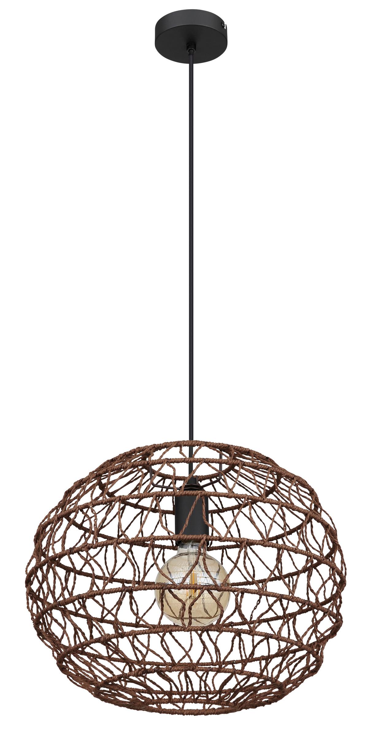 Hängeleuchte Senni Schwarz/Dunkelbraun max. 15 W - Dunkelbraun/Schwarz, Natur, Papier/Kunststoff (39/120cm) - Globo