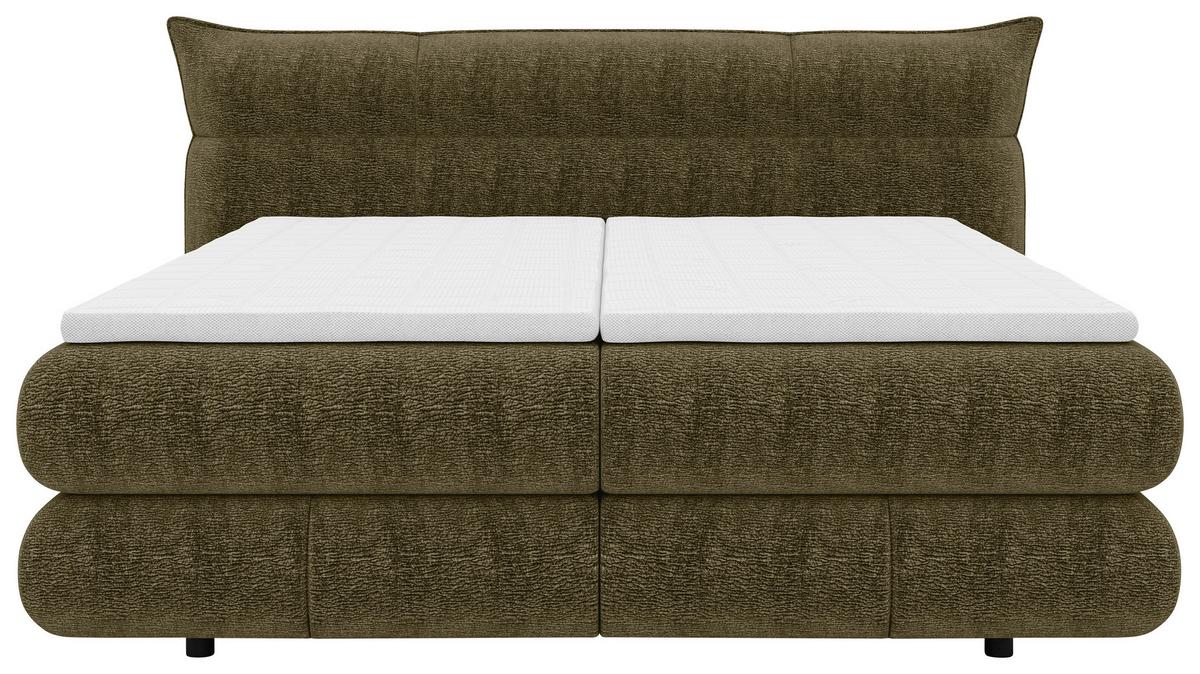 Boxspringbett Auris - Schilfgrün/Schwarz, Konventionell, Kunststoff/Textil (140/200cm) - Sembella