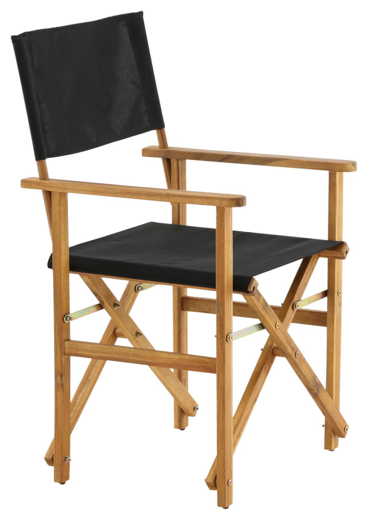 Klappstuhl Marion ca. 53x90x55 cm Akazie/Schwarz - Schwarz/Akaziefarben, KONVENTIONELL, Holz/Textil (53/90/55cm) - Gardenson