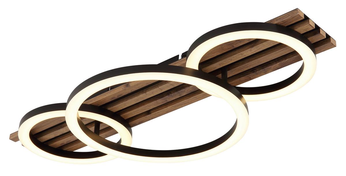 LED-DECKENLEUCHTE 67353D3 TISHA - Weiss/Dunkelbraun, Natur, Holzwerkstoff/Kunststoff (30/9,5cm) - Globo