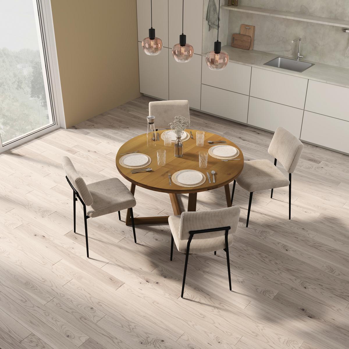 Esstisch Miley in Holz Eiche massiv ca. 120-160x120 cm - Eichefarben, MODERN, Holz (120-160/120/76cm) - Bessagi Home