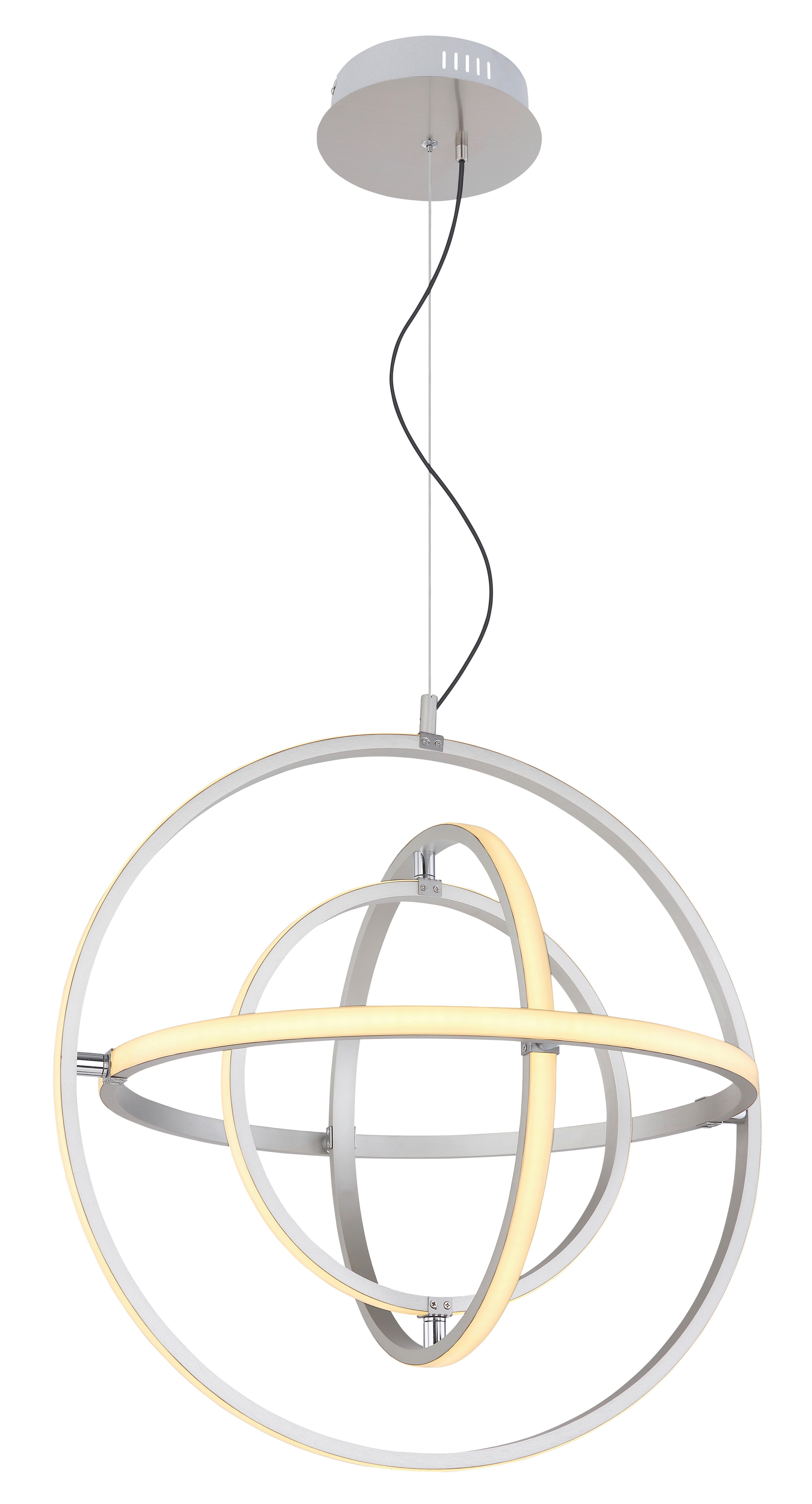 LED-Hängeleuchte Kurus max. 50 Watt - Opal/Nickelfarben, Basics, Kunststoff/Metall (58/150cm) - Globo