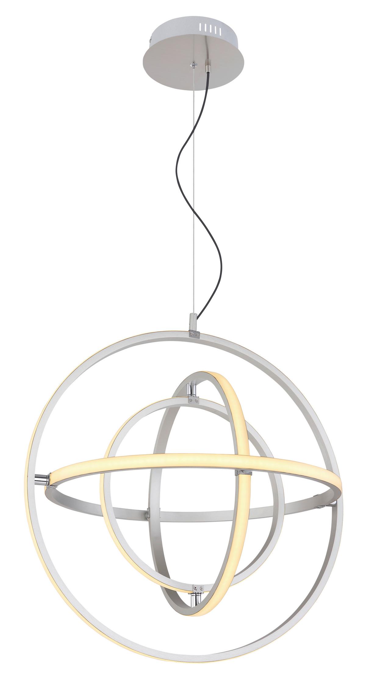 LED-HÄNGELEUCHTE KURUS D: 58 CM NICKEL-MATT - Opal/Nickelfarben, Basics, Kunststoff/Metall (58/150cm) - Globo