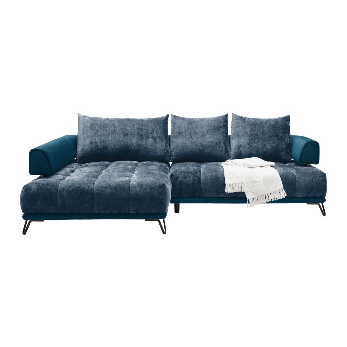 Ecksofa Morgan Royalblau - Royalblau/Schwarz, MODERN, Textil/Metall (184/67-87/262cm) - Mömax
