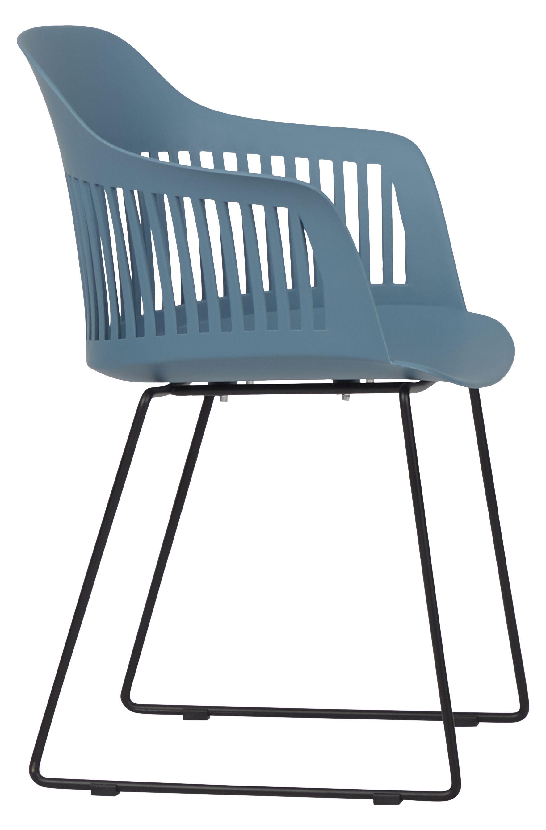 Gartenstuhl New York in Blau - Blau/Schwarz, Modern, Kunststoff/Metall (58/82/54cm) - Modern Living