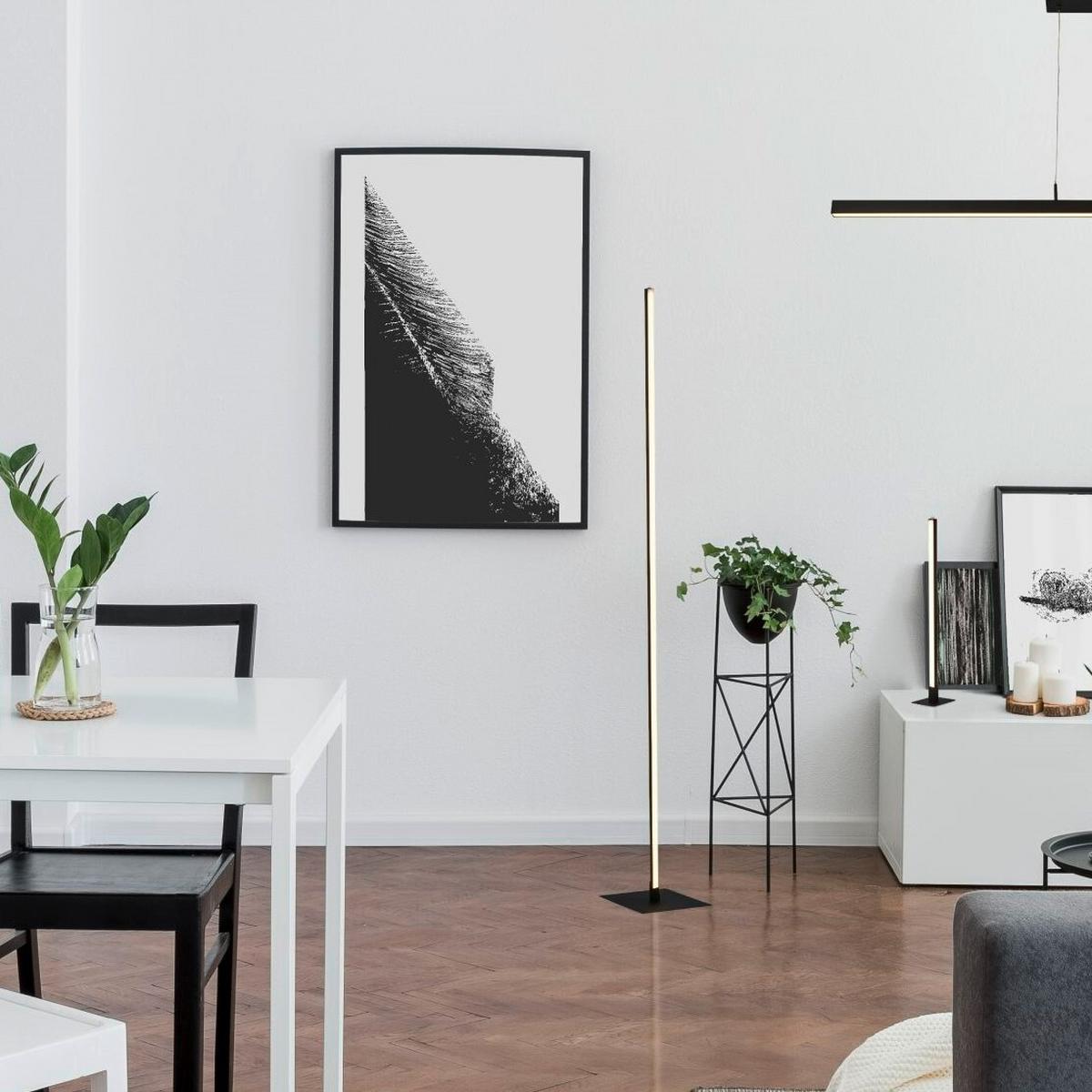 LED Állólámpa Eu96383-1bk - fekete/fehér, Basics, műanyag/fém (20/150/24cm)