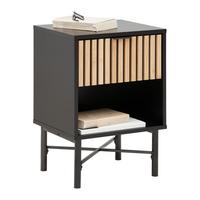 Nachtkästchen Madrid Schwarz/Naturfarben massiv - Schwarz/Naturfarben, MODERN, Holz/Holzwerkstoff (40/56/35cm) - Mömax