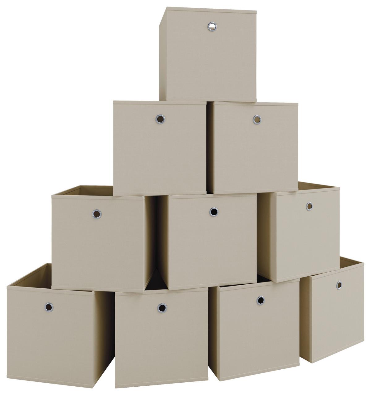 Zložljiv Zaboj Boxas, Bež, 10 Kos - bela/naravne barve, Moderno, tekstil (27/28/27cm) - MID.YOU