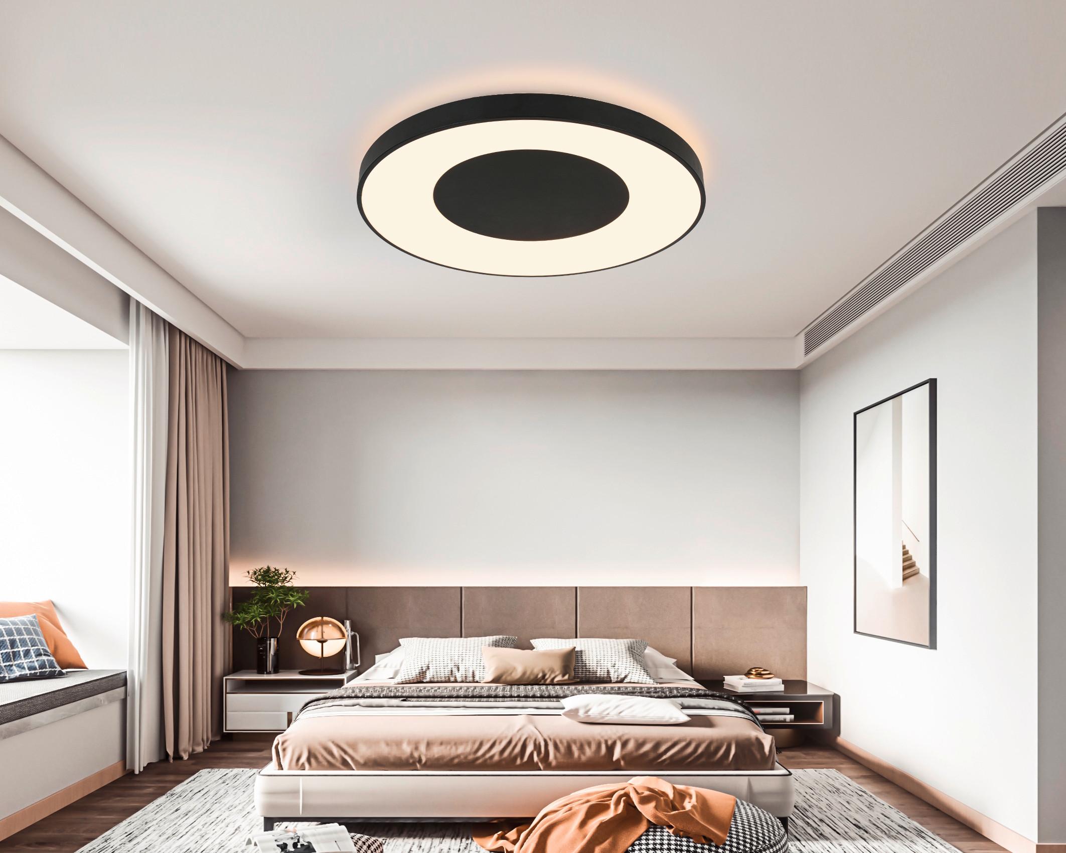 LED-Deckenleuchte Jumpo Schwarz/Weiß max. 48 Watt - Schwarz/Weiß, MODERN, Kunststoff/Metall (70/7cm) - Mömax