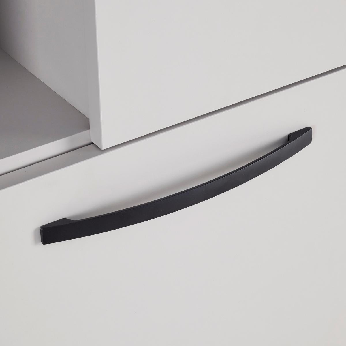 Hochschrank Florenz Kaschmir - Kaschmir/Schwarz, MODERN, Glas/Holzwerkstoff (50/180/190/35cm) - Mömax