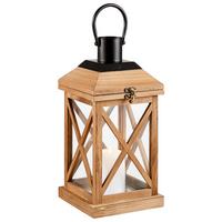 LATARNIA ML-3695S - czarny/brązowy, Lifestyle, metal/drewno (17/36/17cm) - Ambia Home