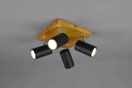 Strahler Spot Maley Schwarz max. 35 Watt - Schwarz, Design, Holz/Metall (22/16/22cm) - Trio Leuchten