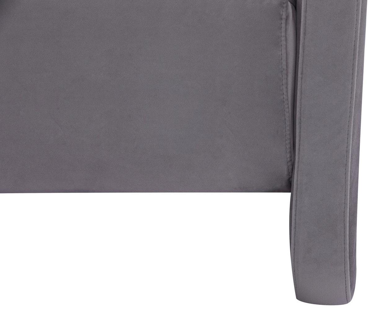 Naslanjač York, Siva, Žamet, Ležišče - siva/črna, Design, umetna masa/tekstil (93/83/85cm) - Modern Living
