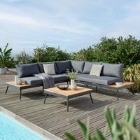 Garnitură grădină MANOCA - culoare aluminiu/gri, Modern, lemn/metal (247/247cm) - Beldano