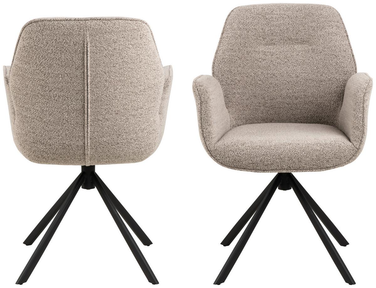 KRZESŁO Z PODŁOKIETNIKAMI AURA - beżowy/czarny, Design, metal/tkanina (60,5/90/62cm) - MID.YOU