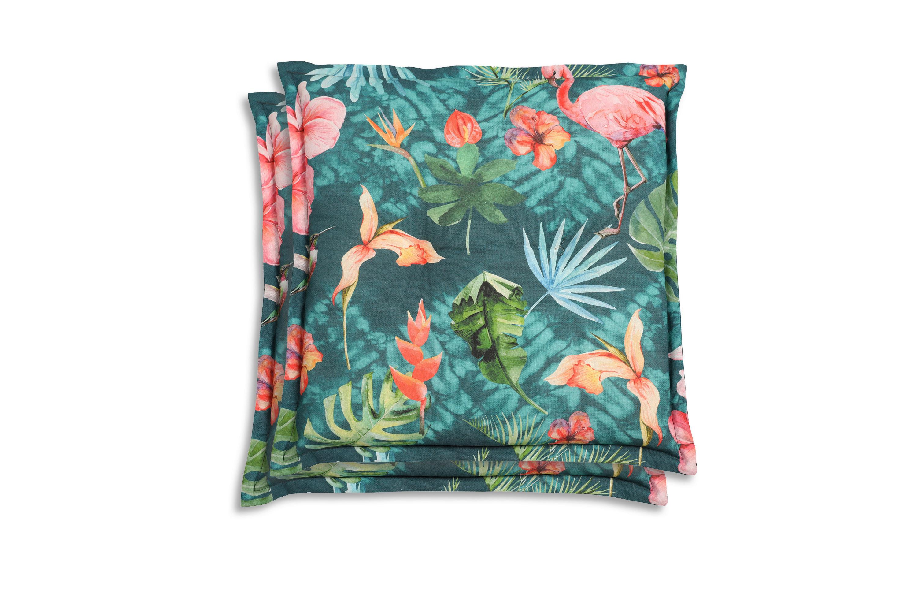 Gartensitzkissenset Blau/Grün/Rosa, 2-teilig - Blau/Rosa, Basics, Textil (50/7/50cm)