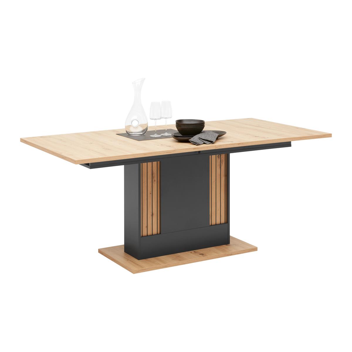 Ausziehtisch Alara Anthrazit/Artisan Eiche - MODERN, Holzwerkstoff (180-220/90/76,3cm) - Mömax