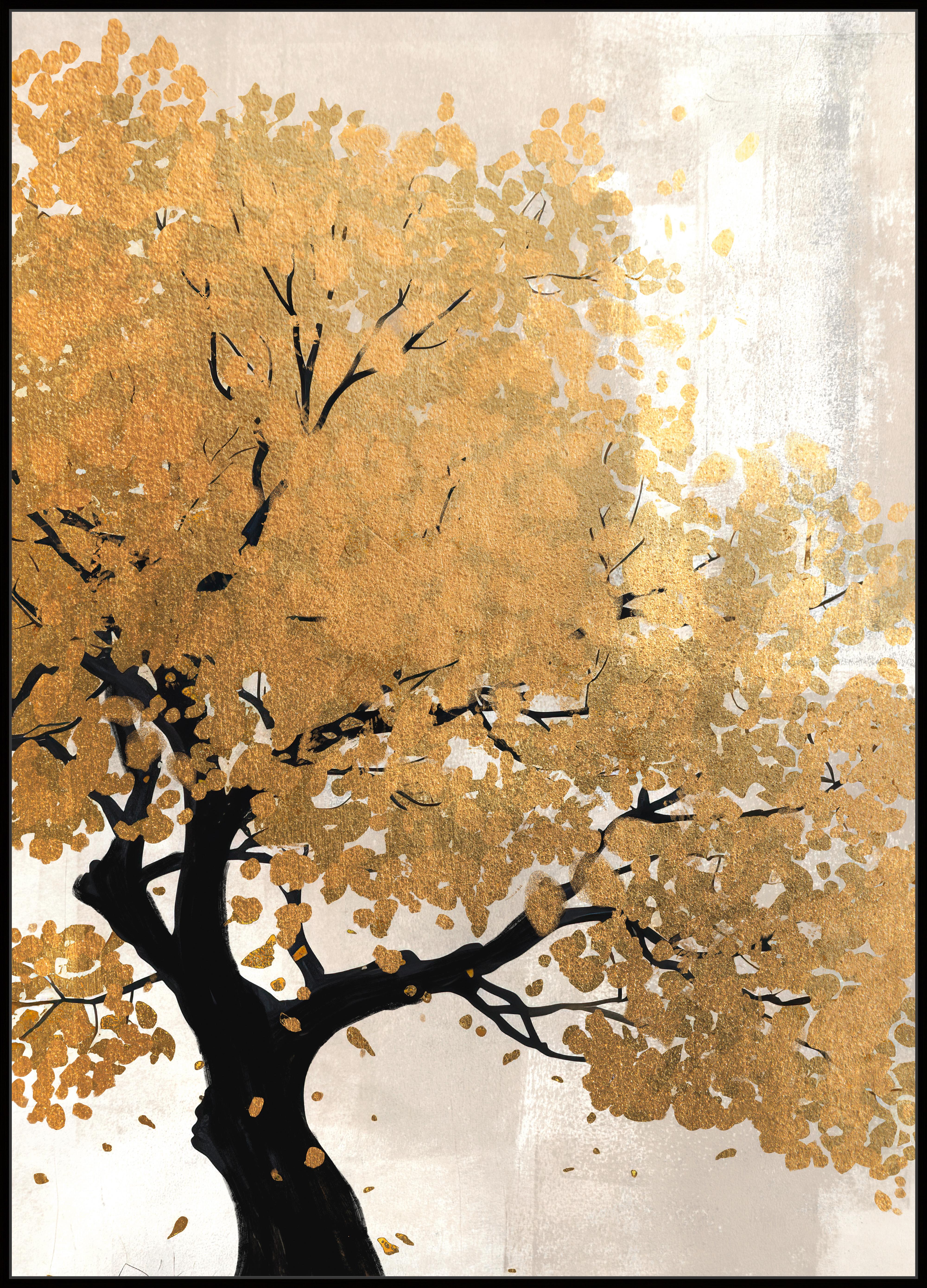 Keilrahmenbild Denise Big Schwarz/Goldfarben - Goldfarben/Schwarz, MODERN, Holzwerkstoff/Kunststoff (100/140cm) - Premium Living