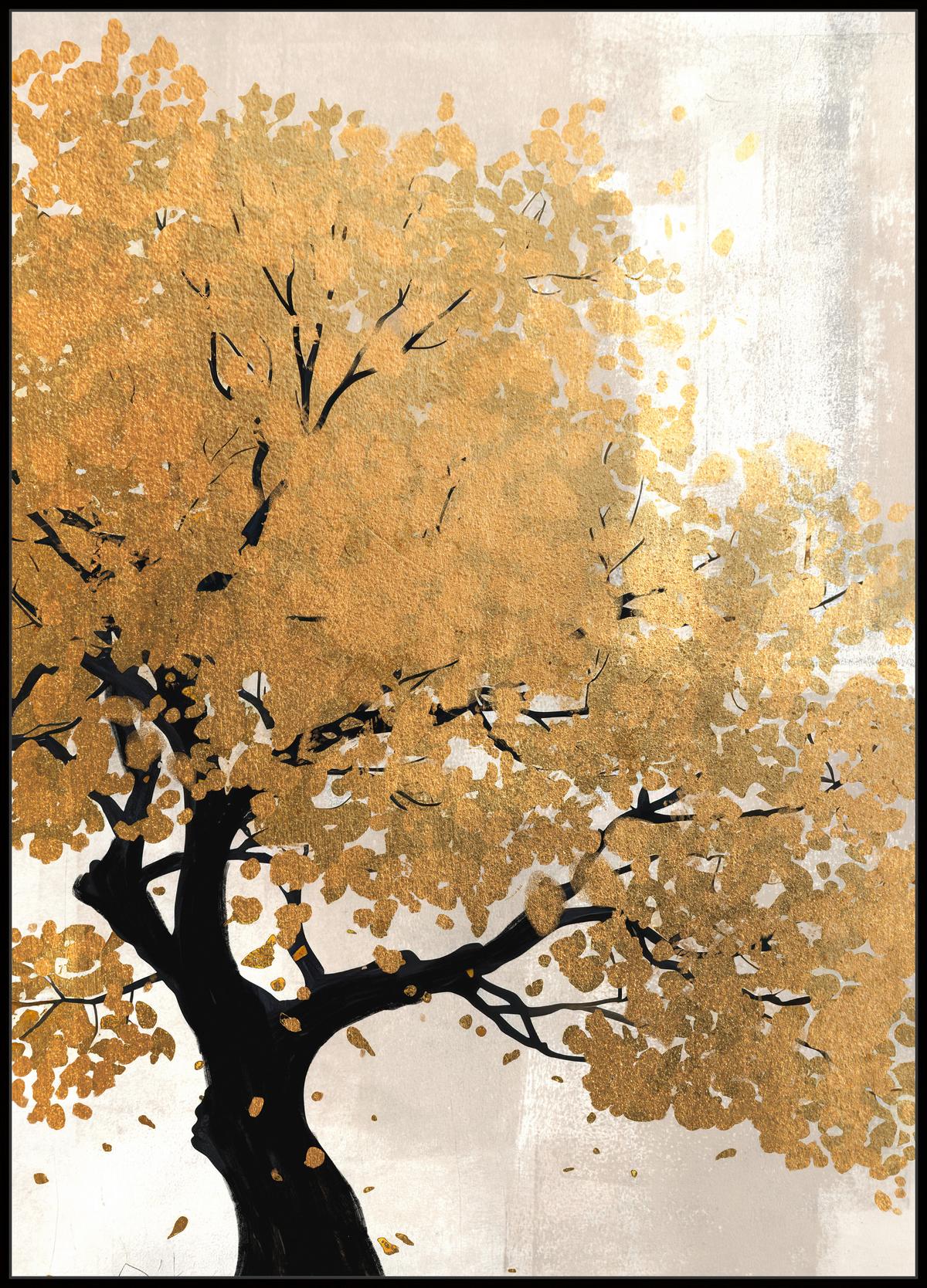 Tablou cu ramă Denise cca. 100x140 cm - auriu/negru, Modern, plastic/textil (100/140cm) - Premium Living