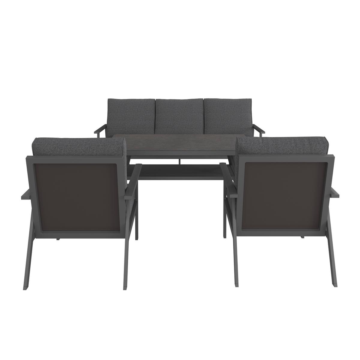 Lounge Garnitura Genua, Črna, Antracit, 4-Delno - črna/antracit, Moderno, kovina/steklo - Beldano