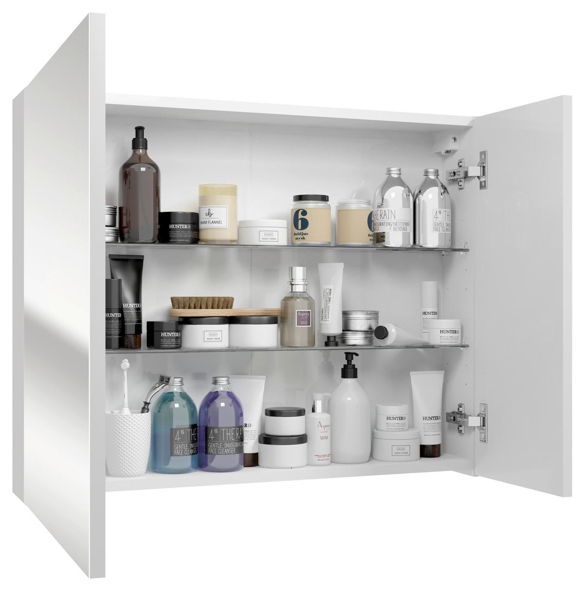 SZAFKA Z LUSTREM LOCCA SPS 65 CM - biały, Basics, materiał drewnopochodny/szkło (65/60/15cm) - MID.YOU