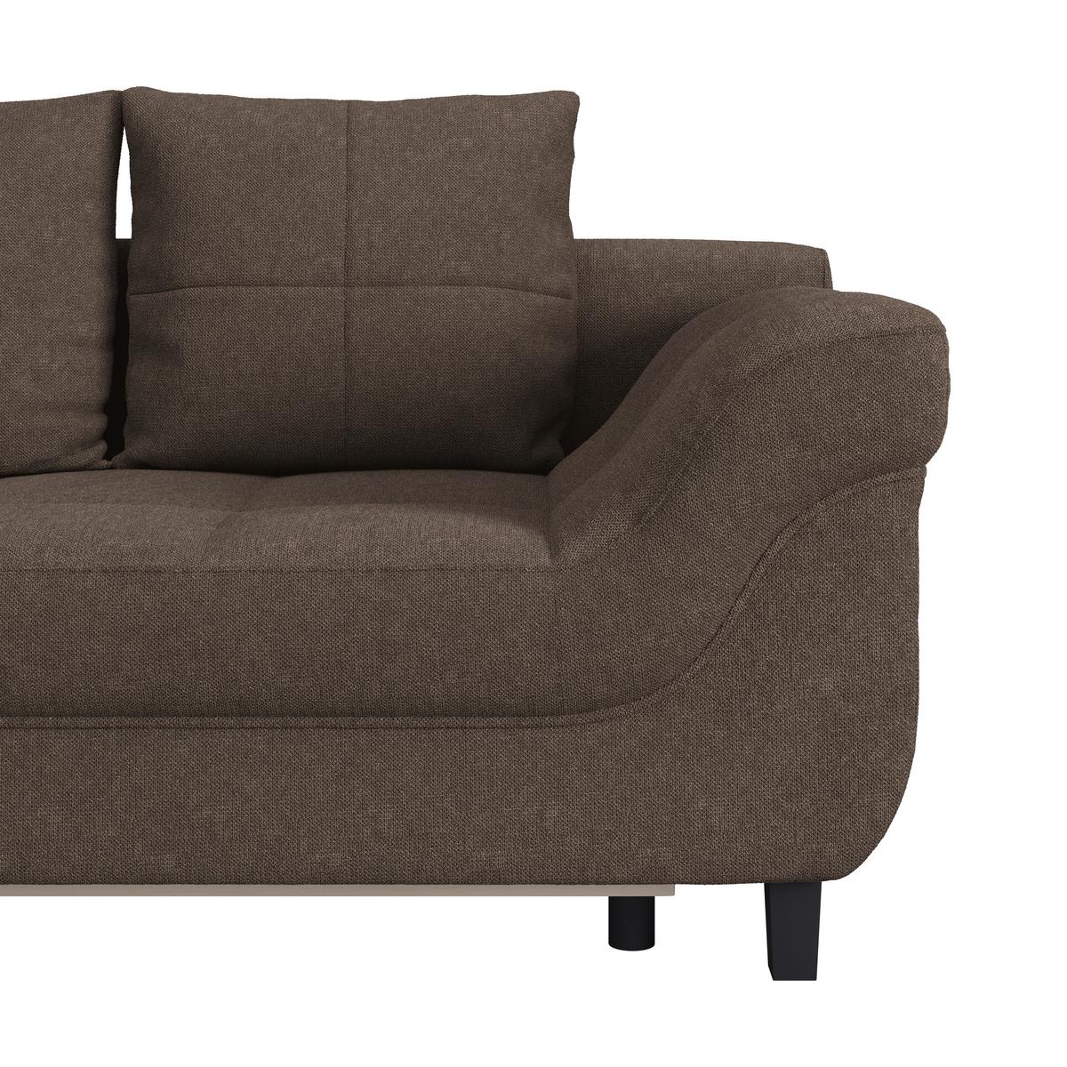 Kutna Garnitura Mendoza - tamno smeđa/crna, Design, tekstil/drvo (197/309cm) - Modern Living