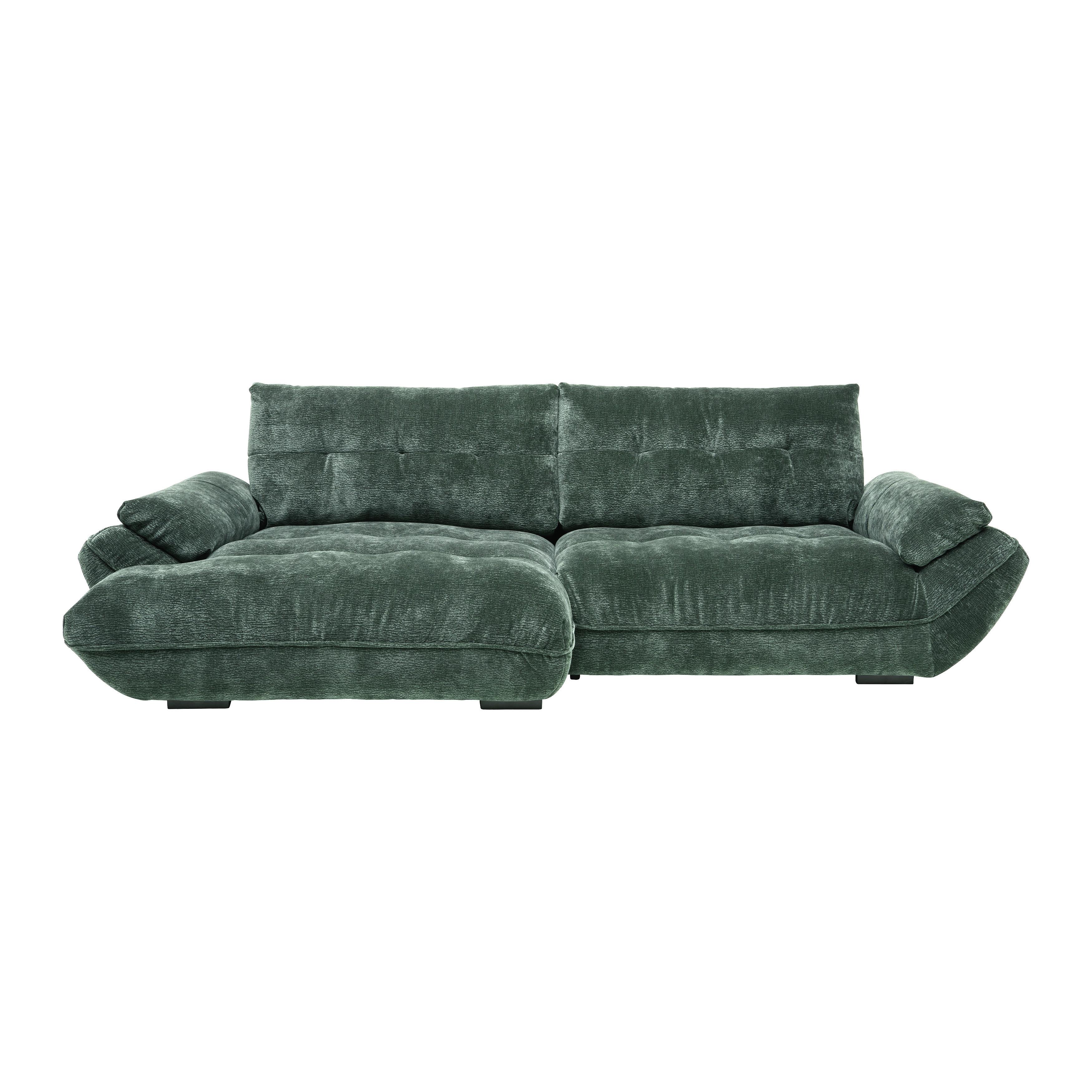 Wohnlandschaft Dunkelgrün - Dunkelgrün/Schwarz, Modern, Kunststoff/Textil (179/63/317cm) - Premium Living